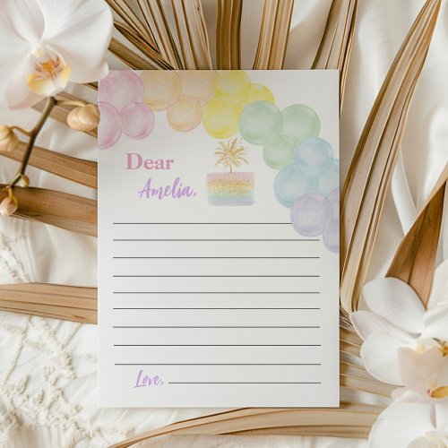 Rainbow Balloon Time Capsule Note Message Card