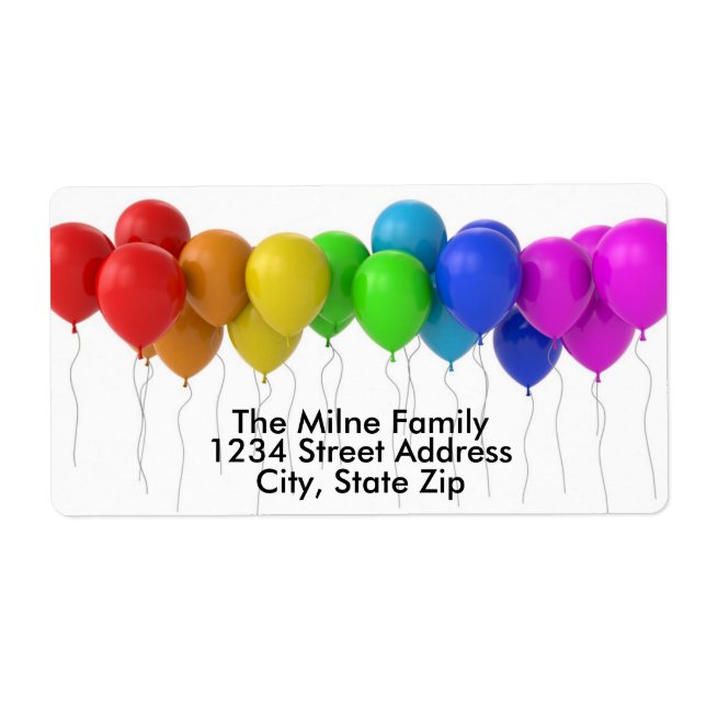 Rainbow Balloons Address Label (Front)