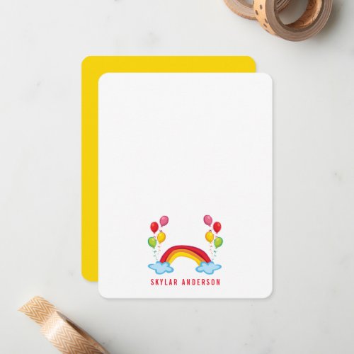 Rainbow  Balloons Birthday Thank You Note Card