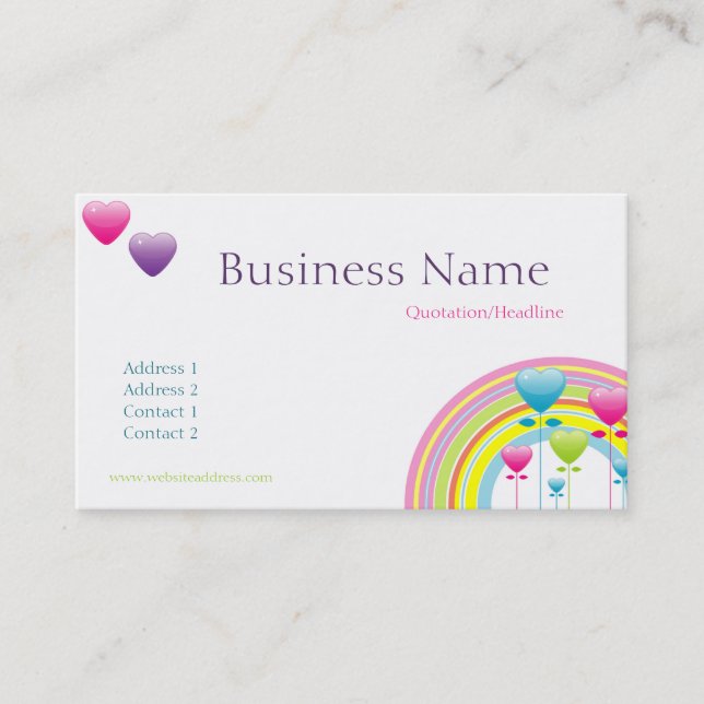 Rainbow & Balloons Business Card (Front)