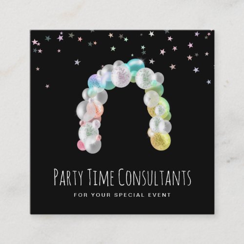  Rainbow Balloons Party Event Planner Square Business Card