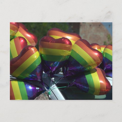rainbow balloons postcard