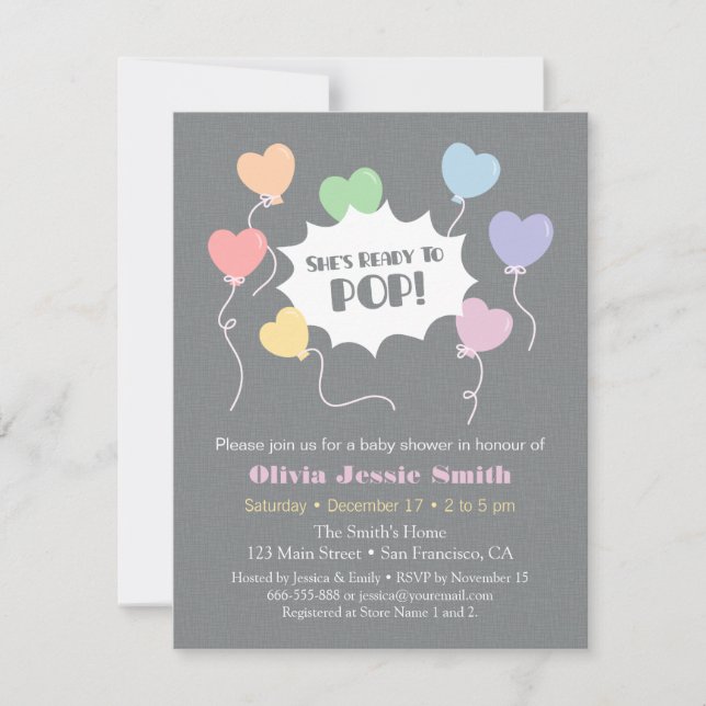 Rainbow Balloons Ready to Pop Baby Shower Invitation (Front)