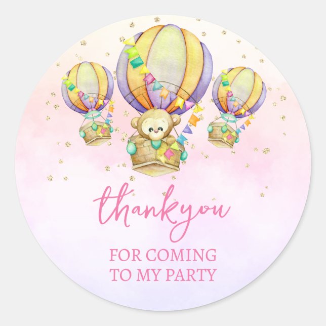 Rainbow Balloons Thank You for Coming Classic Round Sticker (Front)