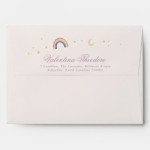 Rainbow Balloons Unicorn Pink Birthday Party Girl Envelope