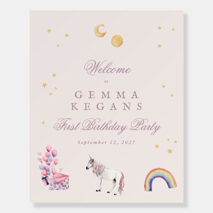 Rainbow Balloons Unicorn Pink Birthday welcome Foam Board