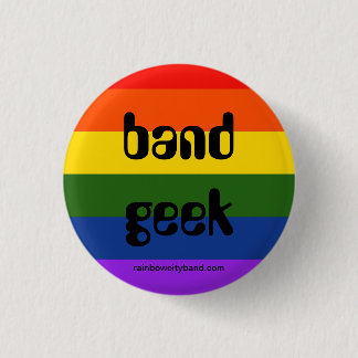 Rainbow Band Geek Pinback Button