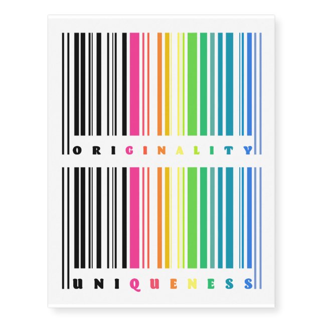 Rainbow Barcode Uniqueness & Originality Tattoos (Front)
