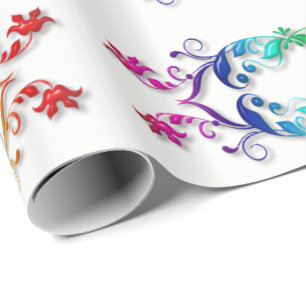 rainbow baroque element wrapping paper