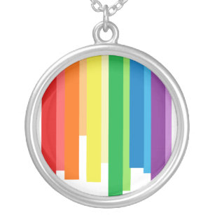 RAINBOW BARS -.png Silver Plated Necklace
