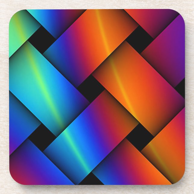 Rainbow Basket Weave Beverage Coaster (Front)