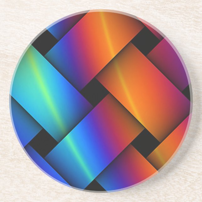 Rainbow Basket Weave Sandstone Coaster (Front)