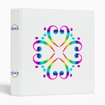Rainbow Bass Clef Heart 3 Ring Binder by inkles at Zazzle