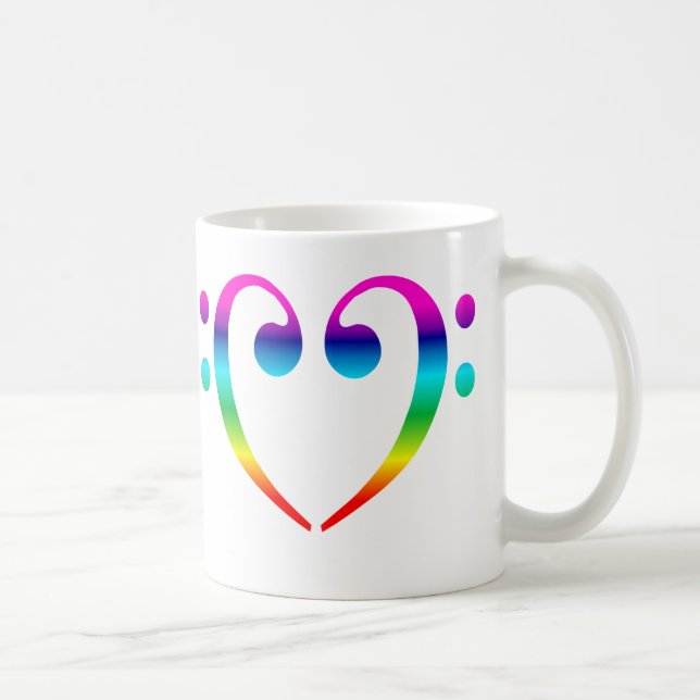 Rainbow Bass Clef Heart Coffee Mug (Right)