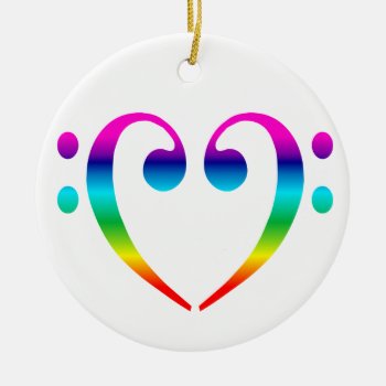 Rainbow Bass Clef Heart Ornament by inkles at Zazzle