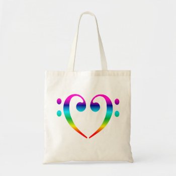 Rainbow Bass Clef Heart Tote Bag by inkles at Zazzle