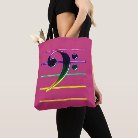 Rainbow Bass Clef on Pink