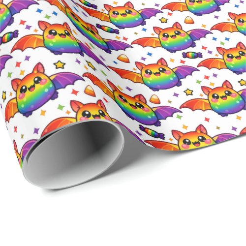 驪 Rainbow Bat Starburst Crew Socks Wrapping Paper