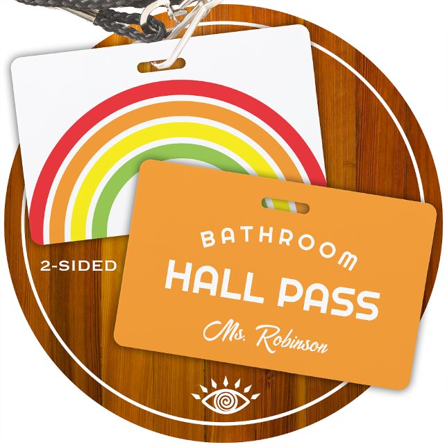 rainbow bathroom pass for school classroom badge (Creator Uploaded)