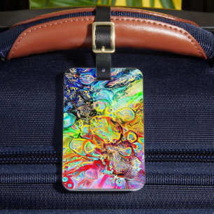 Rainbow BBubbles in Alcohol Ink Luggage Tag