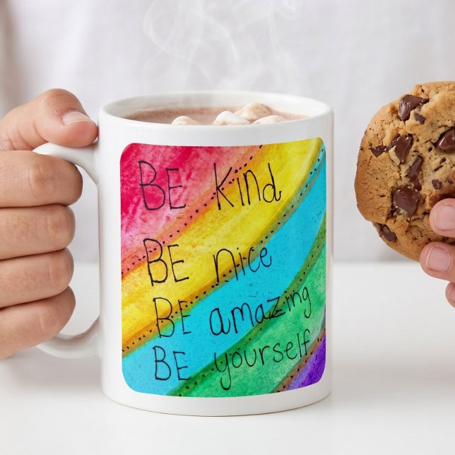 Rainbow BE Kind BE Yourself Inspirational Saying  Coffee Mug (Creator Uploaded)