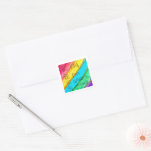 Rainbow BE Kind BE Yourself Inspirational Saying Square Sticker