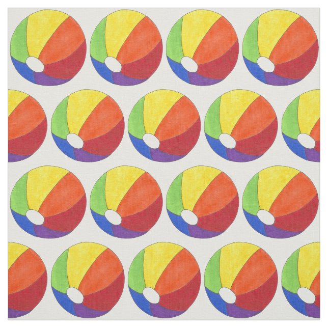 Rainbow Beach Ball Balls Beachball Summer Fabric (Swatch)