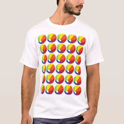 Rainbow Beach Ball Balls Beachball Summer Fun T_Shirt