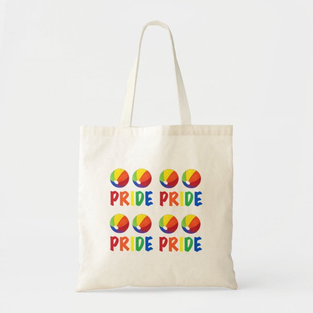 Rainbow Beach Ball Beachball Gay Pride Summer Tote Bag (Front)