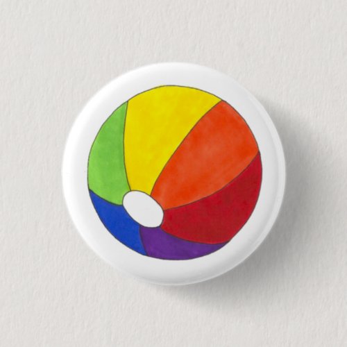 Rainbow Beach Ball Beachball Ocean Vacation Summer Button