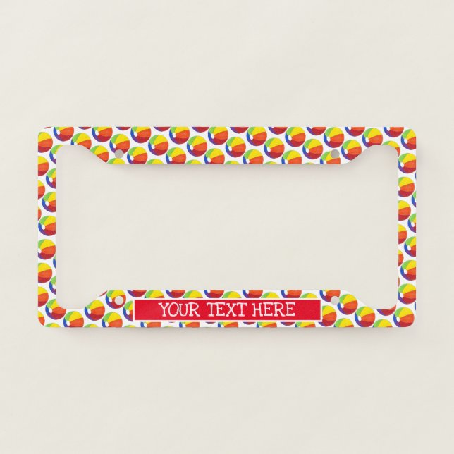 Rainbow Beach Ball Beachball Ocean Vacation Summer License Plate Frame (Front)