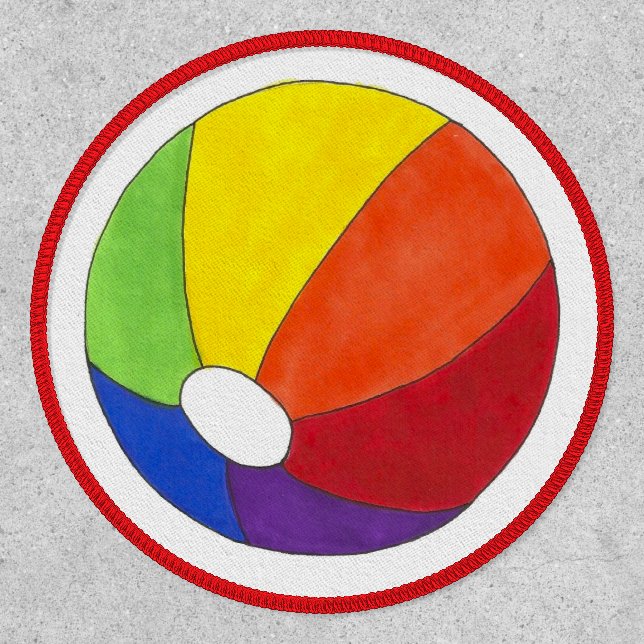 Rainbow Beach Ball Beachball Ocean Vacation Summer Patch (Front)