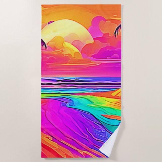 Rainbow Beach: Cartoon Fun Beach Towel (Front)