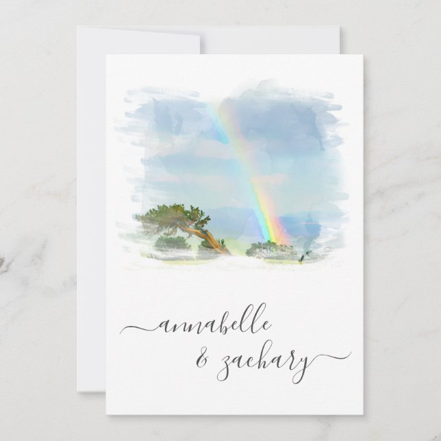 *~* Rainbow Beach Ocean  + RSVP - QR AR11 Wedding  Invitation (Front)