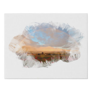 *~* Rainbow Beach Waves Ocean Artsy Floral AR11 Faux Canvas Print