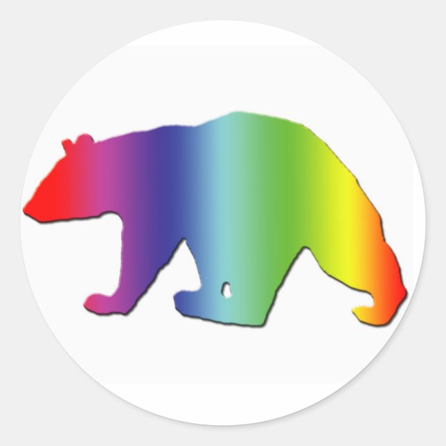 Rainbow Bear Classic Round Sticker (Front)