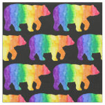 Rainbow Bear on Black Fabric H