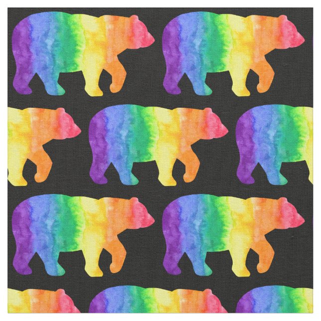 Rainbow Bear on Black Fabric H (Close Up)