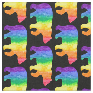Rainbow Bear on Black Fabric V