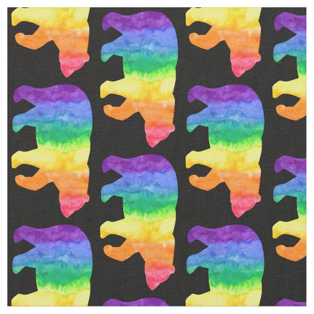 Rainbow Bear on Black Fabric V (Close Up)
