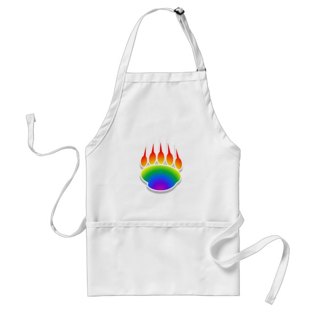 Rainbow Bear Paw Print Adult Apron (Front)