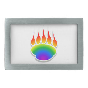 Rainbow Bear Paw Print Belt Buckle