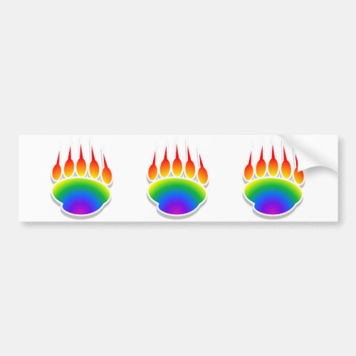 Rainbow Bear Paw Print Bumper Sticker