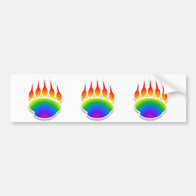 Rainbow Bear Paw Print Bumper Sticker (Front)