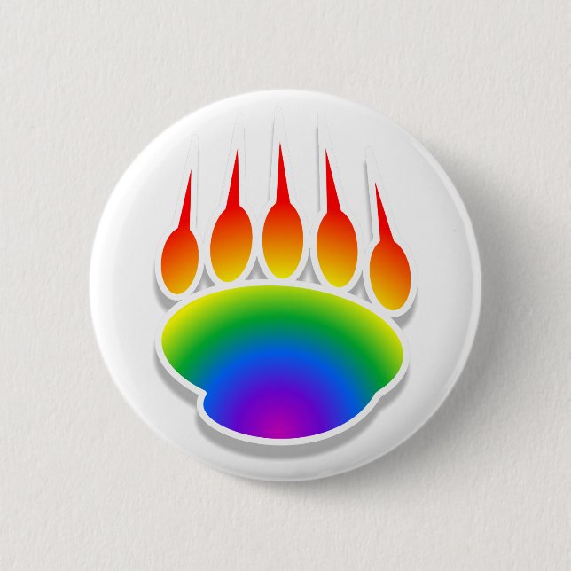 Rainbow Bear Paw Print Button (Front)