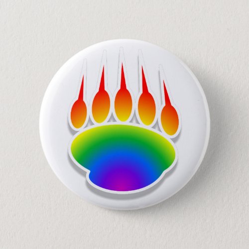Rainbow Bear Paw Print Button
