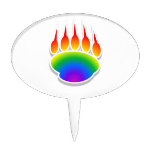 Rainbow Bear Paw Print Cake Topper