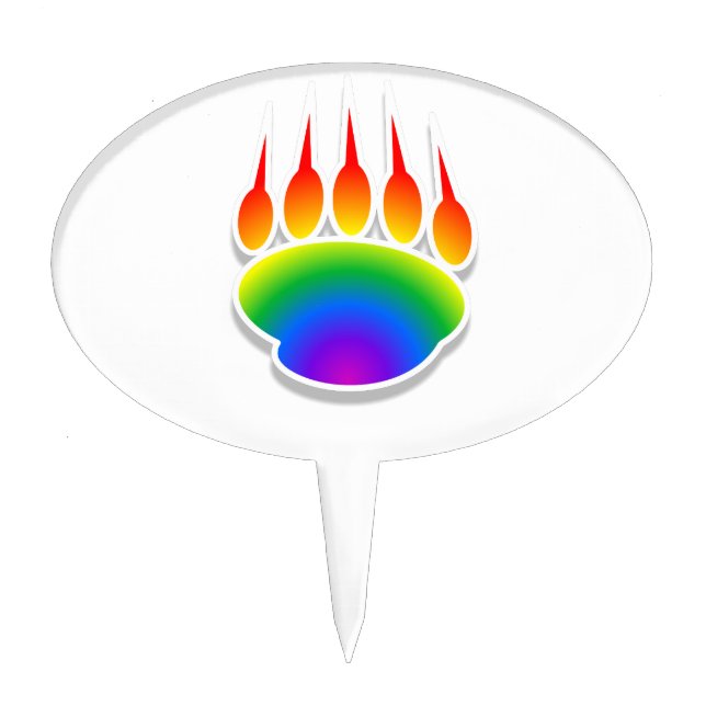 Rainbow Bear Paw Print Cake Topper (Front)