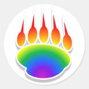 Rainbow Bear Paw Print Classic Round Sticker