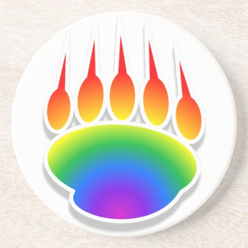 Rainbow Bear Paw Print Coaster